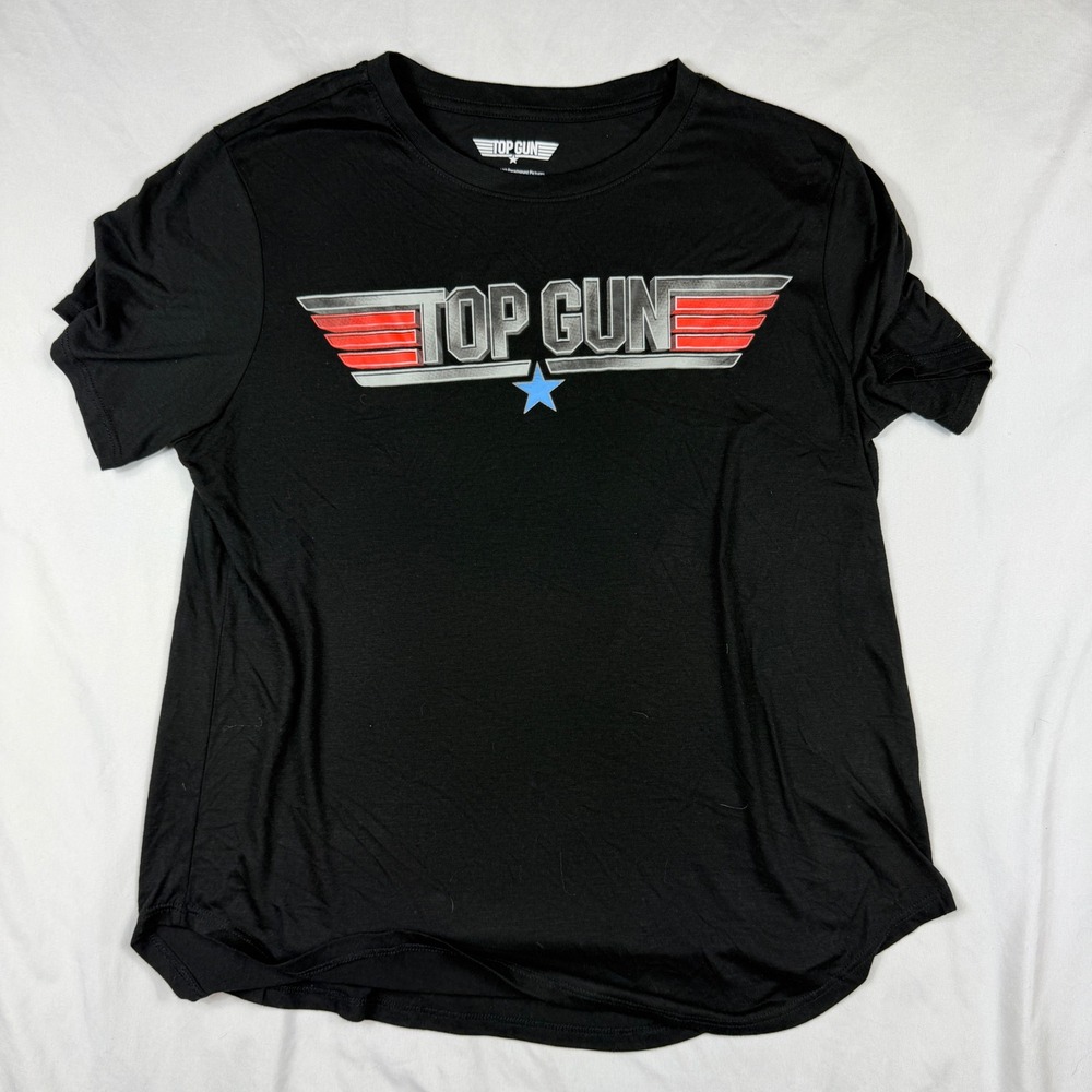 Top Gun Movie Graphic T-Shirt Black Short Sleeve Crewneck XL 15-17 Paramount